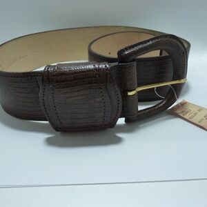 Vintage SAKS FIFTH AVENUE Belt Womens SIZE L LIZARD GRAIN  Brown Classic Luxury